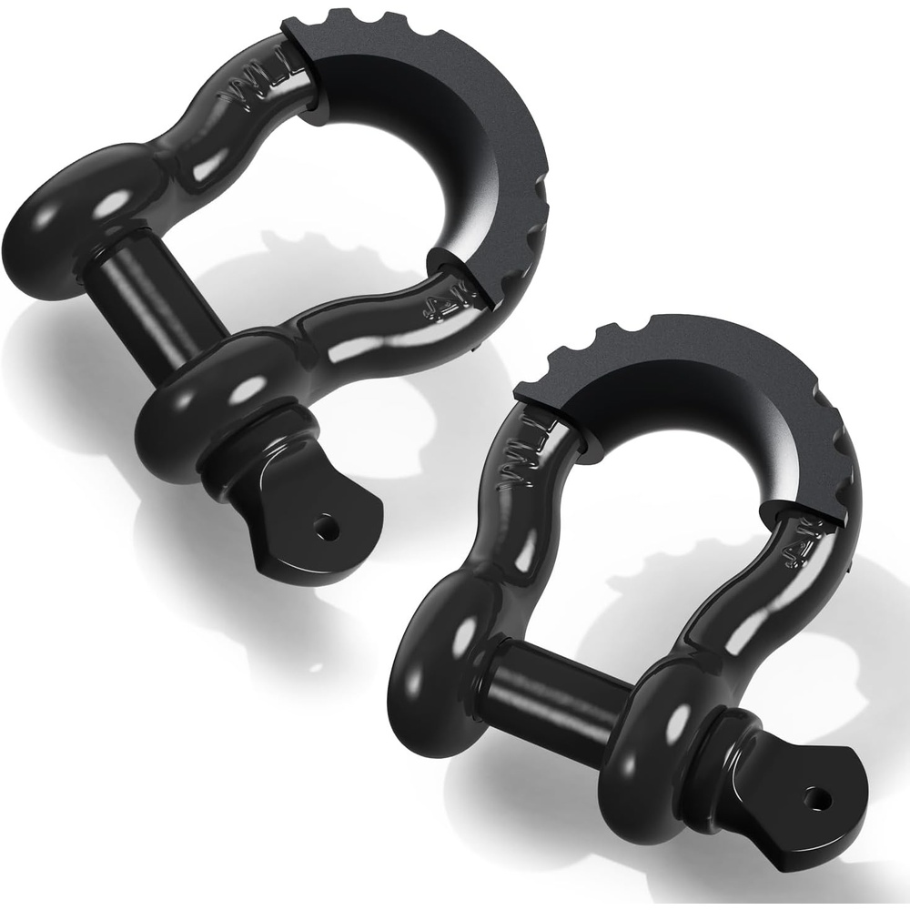 image:imageOhuhu D Ring Shackles 34 2 Pack D Shackle Rugged 20 Ton 44000 lbs Maximum Break Strength 475 Ton 9500 Lbs CapacityAlloy Steel Silicone