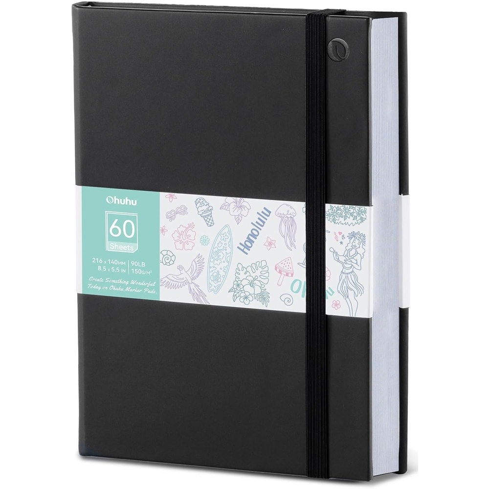 image:imageOhuhu DoubleSided Marker Pad Art Sketchbook Bleedproof 63x63 Small Square Paper Size 90 LB150 GSM Smooth Drawing Paper 60 Sheets120 Pages Hardcover Sketching Book for Alcohol Markers55 x 85