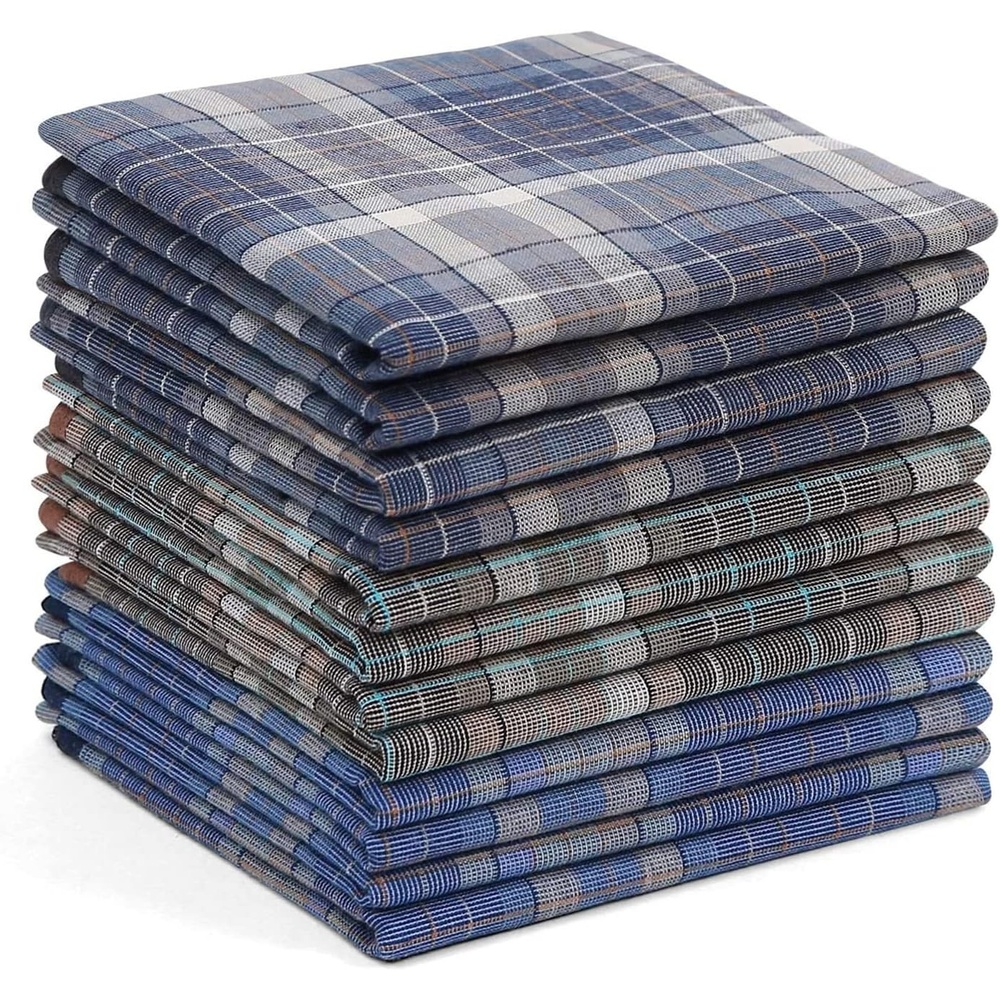 image:imageOhuhu Handkerchiefs for Men 12PCS 100 Cotton Classic Pocket Squares Set GiftLight Plaid 3 Colors