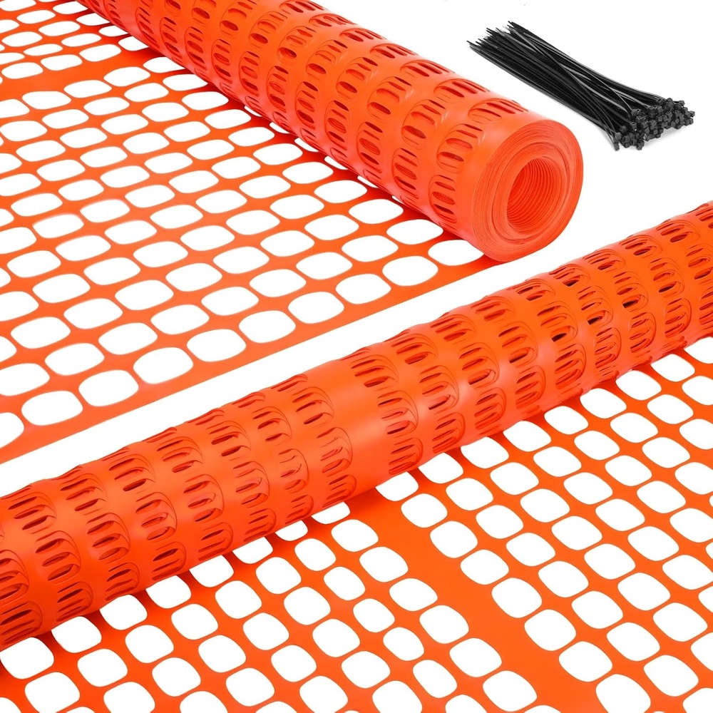 image:imageOhuhu Plastic Garden Fence Safety Fence 4x100107LB Reusable Netting Plastic Mesh Fence Roll Temporary Fencing for Animal Barrier Construction Snow Fence Poultry Rabbits Chicken Dogs DeerOrange