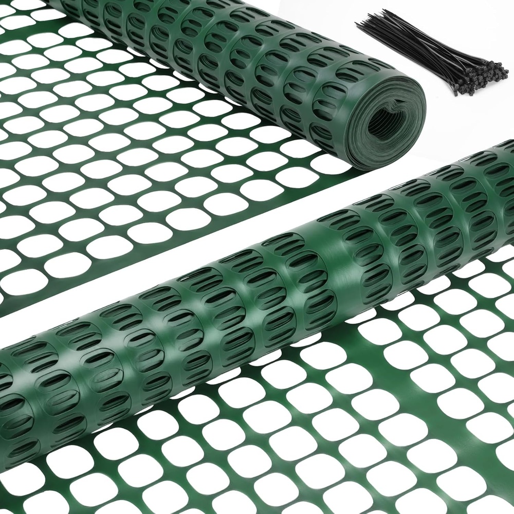 image:imageOhuhu Plastic Garden Fence Safety Fence 4x5075 LB Reusable Netting Plastic Mesh Fence Roll Temporary Fencing for Animal Barrier Construction Snow Fence Poultry Rabbits Chicken Dogs Deer
