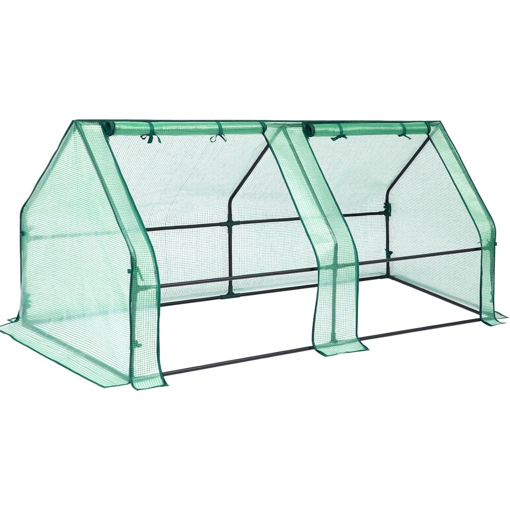 image:imageOhuhu Portable Mini Greenhouse 71x36x36 Greenhouses for Outdoors with Dual Large Zipper Doors amp Ground Stakes Waterproof amp UV Protected Plastic Green House for Outside Garden Patio BackyardGreen