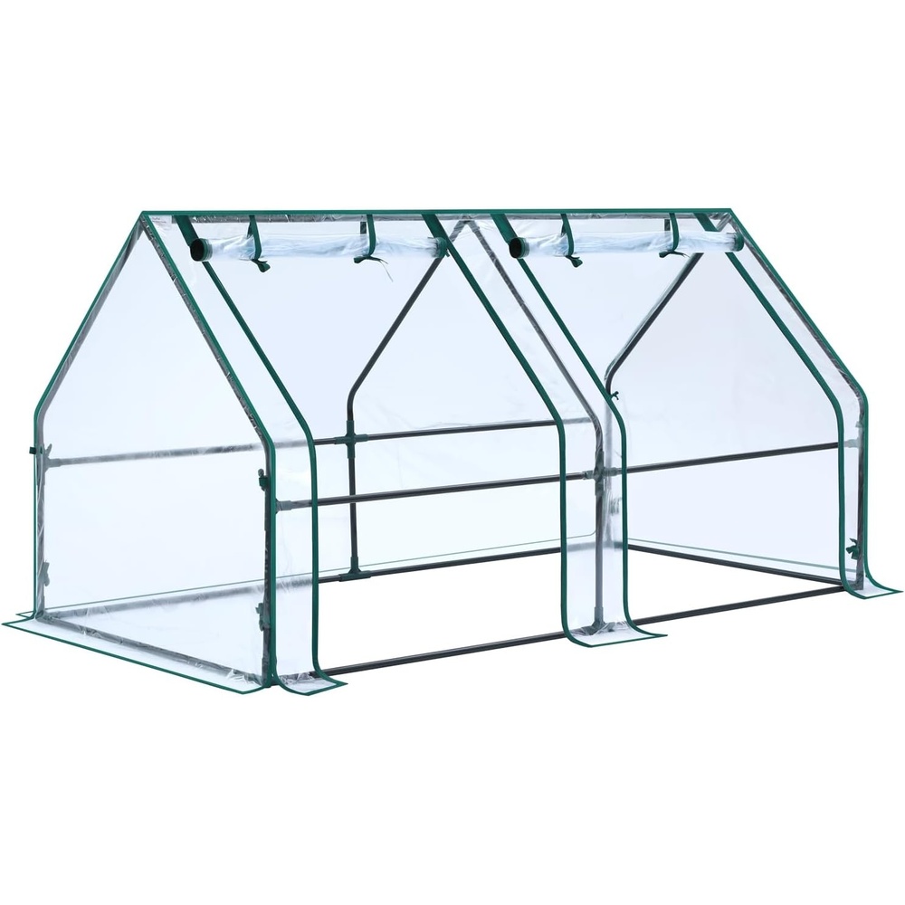 image:imageOhuhu Portable Mini Greenhouse 71x36x36 Greenhouses for Outdoors with Dual Large Zipper Doors amp Ground Stakes Waterproof amp UV Protected Plastic Green House for Outside Garden Patio BackyardClear