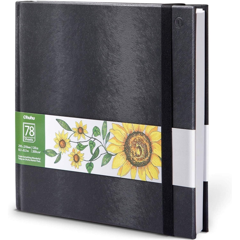 image:imageOhuhu Sketchbook Marker Paper Pad 83x83 Square Art Sketch Book Drawing Papers 78 Sheets156 Pages 120 LB200 GSM Hardcover Sketching Books for Alcohol Markers Heavyweight Sketchpad Christmas Gift83 x 83