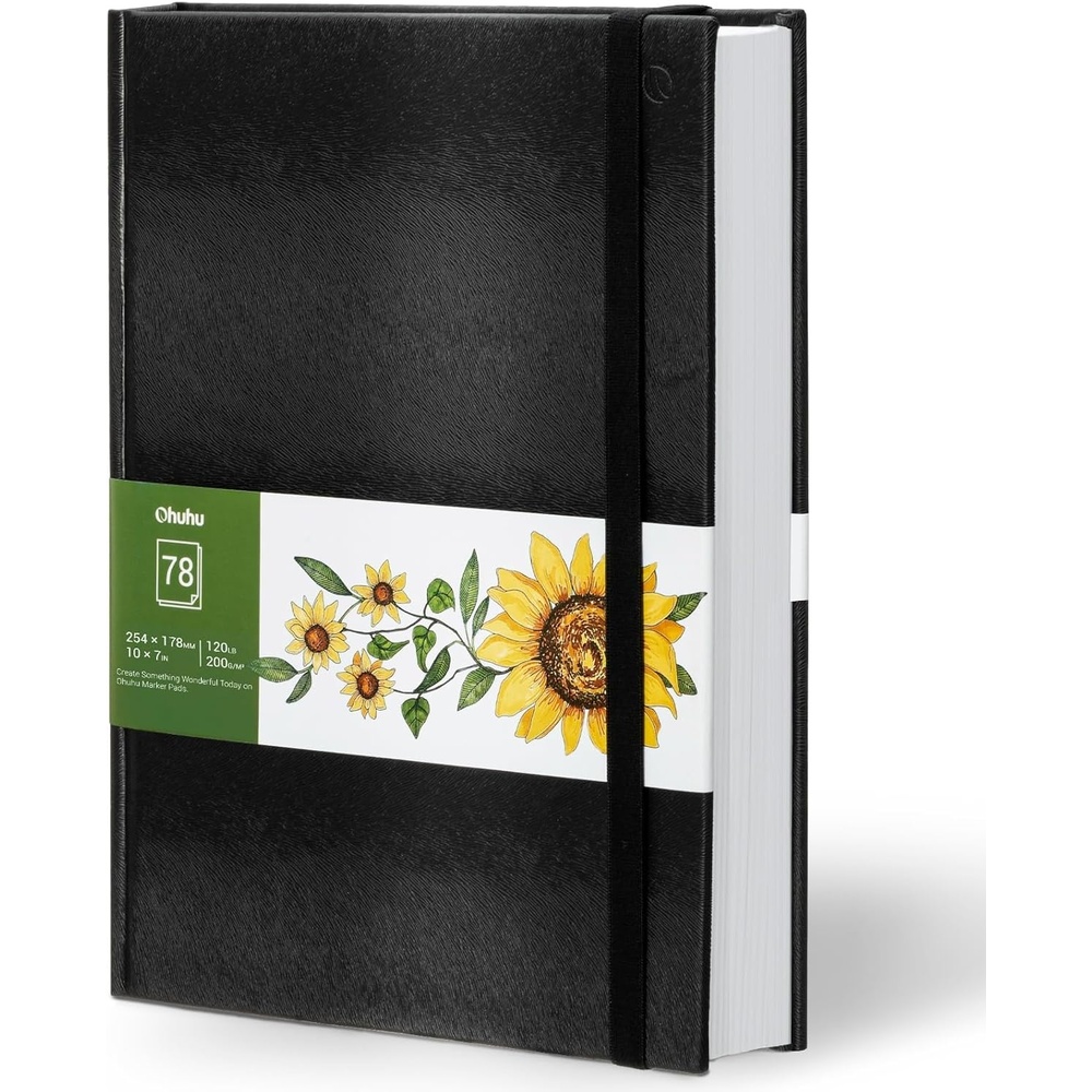 image:imageOhuhu Sketchbook Marker Paper Pad 83x83 Square Art Sketch Book Drawing Papers 78 Sheets156 Pages 120 LB200 GSM Hardcover Sketching Books for Alcohol Markers Heavyweight Sketchpad Christmas Gift7 x 10