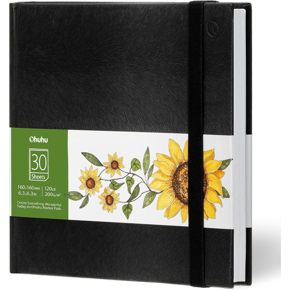 image:imageOhuhu Sketchbook Marker Paper Pad 83x83 Square Art Sketch Book Drawing Papers 78 Sheets156 Pages 120 LB200 GSM Hardcover Sketching Books for Alcohol Markers Heavyweight Sketchpad Christmas Gift63 x 63