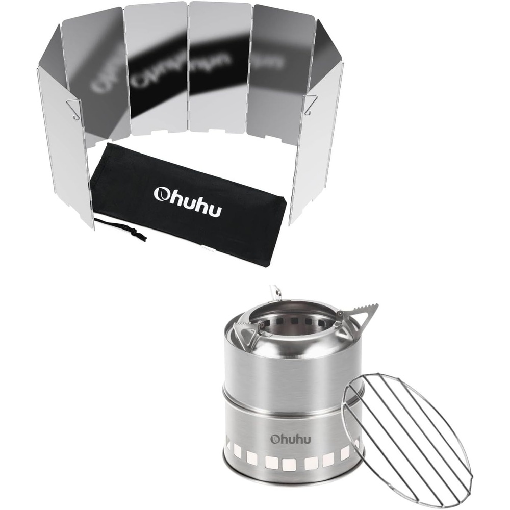 image:imageOhuhu Wood Burning Camp Stoves 10 Plates Camp Stove Windscreen for Camping Picnic Backpacking Cooking