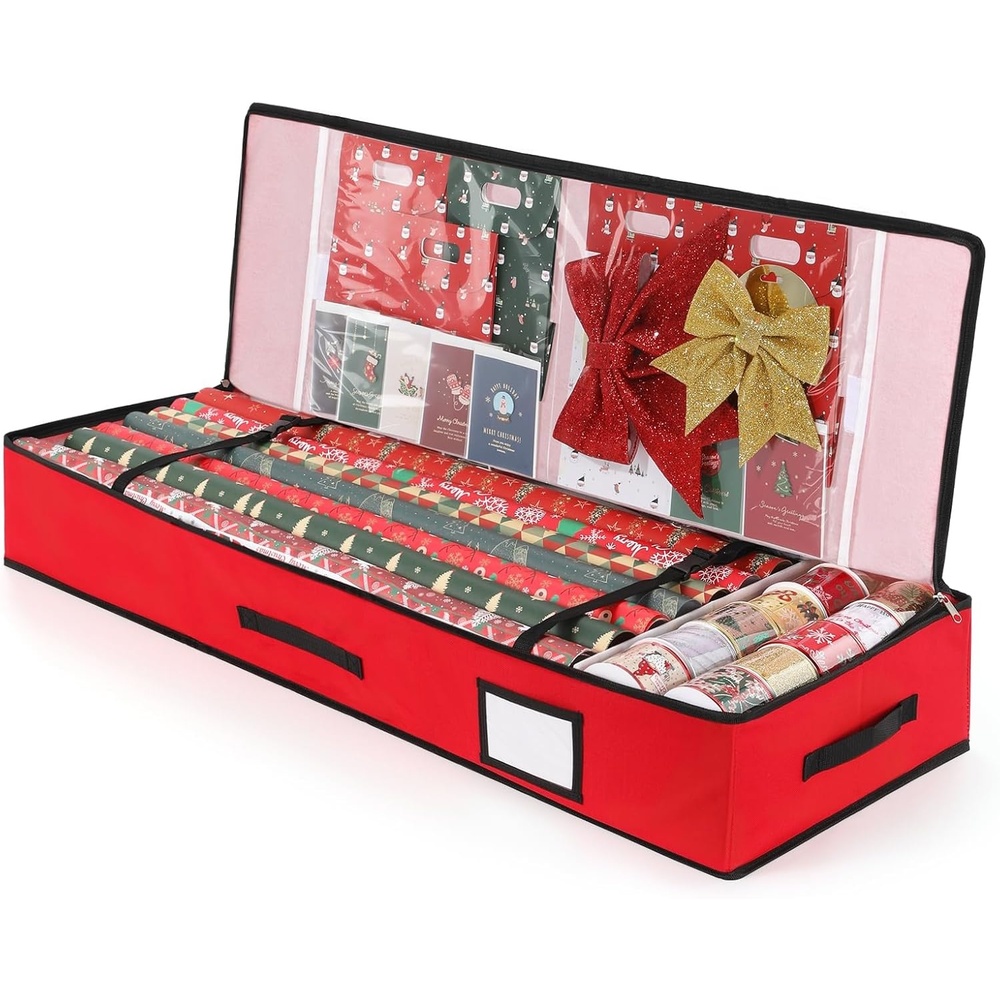 image:imageOhuhu Wrapping Paper Storage Containers Gift Wrap Organizer Wrapping PaperHolder 6000 Oxford Cloth TearResistant and Waterproof 405 Fits 1824 Standers Rolls Red