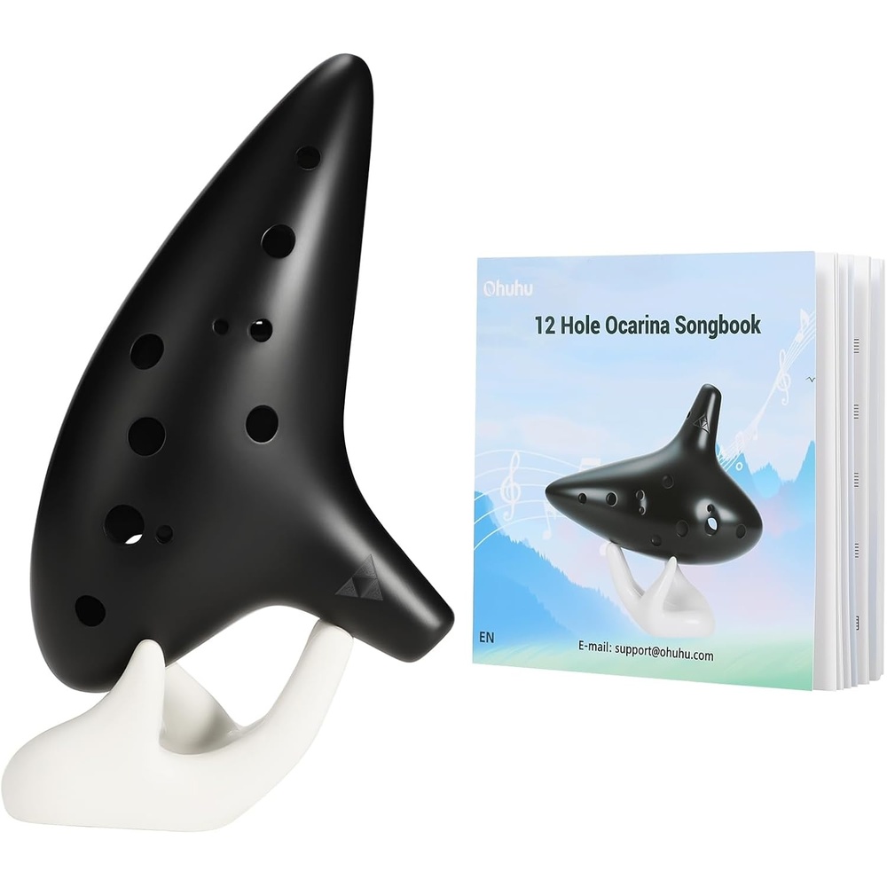 image:imageOhuhu Zelda Ocarina with Song Book Songs From the Legend of Zelda 12 Hole Alto C Zelda Ocarinas Play by Link Triforce Gift for Zelda Fans with Display Stand Protective Bag GreenBlack