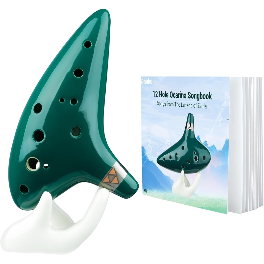 image:imageOhuhu Zelda Ocarina with Song Book Songs From the Legend of Zelda 12 Hole Alto C Zelda Ocarinas Play by Link Triforce Gift for Zelda Fans with Display Stand Protective Bag GreenGreen
