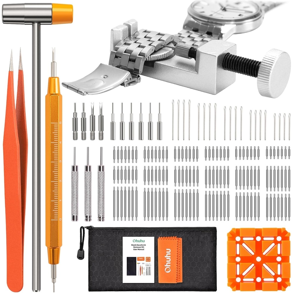 image:imageWatch Link Removal Kit Ohuhu Upgraded 166PCS in 1 Watch Repair Kit Watch Band Tool kit Watch Pin Removal Tool Spring Bar Tool Watch Link Remover Strap Tool with 126PCS Link Pins Fathers Day Gift