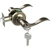 image:imageOhuhu Door Handle Bronze Door Knobs Interior Exterior Door Lock Lever with Key Antique Brass for Bedroom Bathroom Privacy not Keyed Alike Wave Style Entry locksets Zinc Alloy