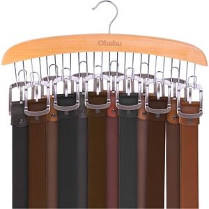 Belt Hanger Organizer for Closet: Ohuhu 12 Hooks Max 36 Belts Tie Rack Wooden Belt Holder for Storage 360 Degree Rotating Space Saver Organizer for Men Women Belt Tie Scarf Accessories-Burlywood(Burlywood)