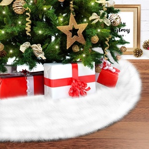 Christmas Tree Skirt, Ohuhu 48″ White Faux Fur Snowny Tree Skirts Christmas Decorations Plush Mat for Home Holiday Party Xmas Trees Ornaments Decor