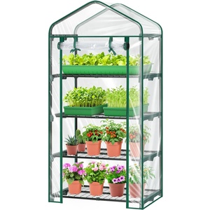 Mini Greenhouse with Screen Roof, Ohuhu Upgraded Portable 4 Tier Small Greenhouses for Outdoors Indoor with Reelable Door, Heavy Duty Plastic Green House for Outside Garden Patio Yard Porch Balcony(Clear)
