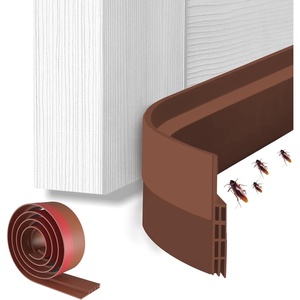 Ohuhu 118″ Long Door Draft Stopper, Cut-to-Fit Silicone Weather Stripping 1″ Widened Adhesive, Under Door Bottom Seal for Sliding Patio Doors Garage Doors – Blocks Draft Noise Energy Saving, White(Brown)