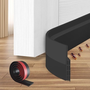 Ohuhu 118″ Long Door Draft Stopper, Cut-to-Fit Silicone Weather Stripping 1″ Widened Adhesive, Under Door Bottom Seal for Sliding Patio Doors Garage Doors – Blocks Draft Noise Energy Saving, White(Black)