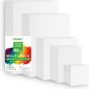 Ohuhu 40-Piece Multi Pack Canvas Panels, 4×4, 5×7, 8×8, 9×12, 11×14, Primed White Cotton Canvas for Acrylic, Oil, Gouache, Watercolor, Pastel, Tempera