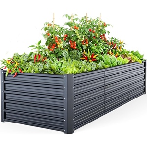 Ohuhu 6x3x1.9 FT Metal Raised Garden Bed Outdoor, Reinforced Deep Root Galvanized Steel Rustproof Planter Box, 100% Non-Toxic, 256 Gal Heavy Duty Tall Raised Beds for Growing Vegetables Flowers Herbs(8 x 3 x 1.9 ft)
