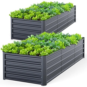 Ohuhu 6x3x1.9 FT Metal Raised Garden Bed Outdoor, Reinforced Deep Root Galvanized Steel Rustproof Planter Box, 100% Non-Toxic, 256 Gal Heavy Duty Tall Raised Beds for Growing Vegetables Flowers Herbs(8 x 3 x 1.5 ft (2-pack))