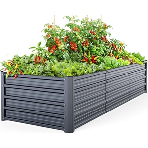Ohuhu 6x3x1.9 FT Metal Raised Garden Bed Outdoor, Reinforced Deep Root Galvanized Steel Rustproof Planter Box, 100% Non-Toxic, 256 Gal Heavy Duty Tall Raised Beds for Growing Vegetables Flowers Herbs(8 x 3 x 1.5 ft)