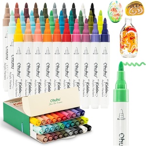 Ohuhu Acrylic Paint Markers Brush Tip: 30 Colors High Opacity Paint Pens Water-Resistant Acrylic Markers for Rock Painting Easter Eggs Wood Glass Ceramic Canvas – Kalalau(Bullet Tip)
