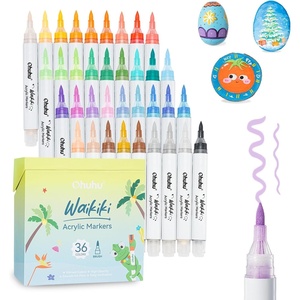 Ohuhu Acrylic Paint Markers Brush Tip Top Pump 36 Colors Paint Pens Excellent Coverage Acrylic Markers Waterproof Lightfast for Rock Painting 3D Prints Egg Wood Glass Ceramic DIY Crafts – Waikiki(36)