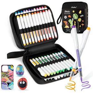 Ohuhu Acrylic Paint Markers Dual Tips 24 Colors Brush & Bullet Automatic Ink Control Acrylic Markers High Opacity Paint Pens Waterproof for Rock Painting 3D Prints Easter Egg Wood DIY Crafts – Waimoku(48 Pack Brush)