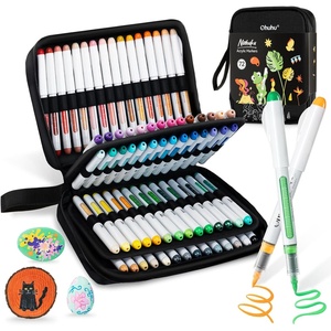 Ohuhu Acrylic Paint Markers Dual Tips 24 Colors Brush & Bullet Automatic Ink Control Acrylic Markers High Opacity Paint Pens Waterproof for Rock Painting 3D Prints Easter Egg Wood DIY Crafts – Waimoku(72 Pack Brush)