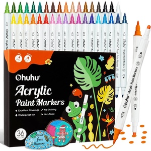 Ohuhu Acrylic Paint Markers Dual Tips: 36 Colors Fine & Dot Paint Pens High Opacity Acrylic Markers Water-Resistant Lightfast for Rock Painting 3D Prints Egg Wood Glass Ceramic DIY Crafts – Akaka(36 Colors Fine & Dot)