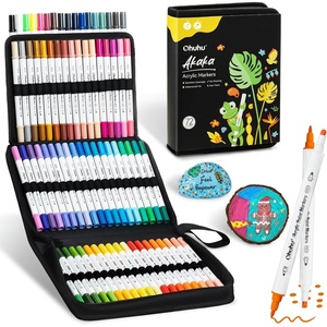 Ohuhu Acrylic Paint Markers Dual Tips: 36 Colors Fine & Dot Paint Pens High Opacity Acrylic Markers Water-Resistant Lightfast for Rock Painting 3D Prints Egg Wood Glass Ceramic DIY Crafts – Akaka(72 Colors Fine & Dot)