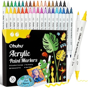 Ohuhu Acrylic Paint Markers Dual Tips: 36 Colors Fine & Dot Paint Pens High Opacity Acrylic Markers Water-Resistant Lightfast for Rock Painting 3D Prints Egg Wood Glass Ceramic DIY Crafts – Akaka(36 Colors Brush & Fine)