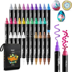 Ohuhu Acrylic Paint Pens 30 Colors: Dual Tips (Round & Fine) Acrylic Markers High Opacity Paint Markers Waterproof Lightfast for Rock Painting Easter Eggs Wood Glass Ceramic Canvas – Kakaako(30 Pens (24 Metallic  4 White & 2 Black))