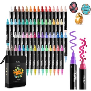 Ohuhu Acrylic Paint Pens 30 Colors: Dual Tips (Round & Fine) Acrylic Markers High Opacity Paint Markers Waterproof Lightfast for Rock Painting Easter Eggs Wood Glass Ceramic Canvas – Kakaako(60 Pens (45 Regular  9 Metallic & 6 Neon Colors))