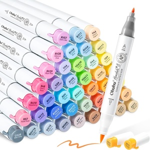 Ohuhu Alcohol Brush Markers 48 Mid-tone Colors – AP Certificated Double Tipped Alcohol Based Art Marker Set for Artist Adults Coloring Illustration – Honolulu 2B Brush & Fine Dual Tips – Refillable(Brush & Fine)