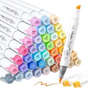 Ohuhu Alcohol Brush Markers 48 Mid-tone Colors – AP Certificated Double Tipped Alcohol Based Art Marker Set for Artist Adults Coloring Illustration – Honolulu 2B Brush & Fine Dual Tips – Refillable(Brush & Chisel)