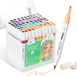 Ohuhu Alcohol Markers 80 Colors: Brush & Fine Art Markers for Beginners Adults Coloring Drawing Dual Tips Alcohol-based Markers Gift Idea with Colorless Blender Storage Case- Great Value Pack
