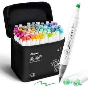 Ohuhu Alcohol Markers Brush Tip – AP Certificated Double Tipped Art Marker Set for Artist Adults Coloring Illustration- 72 Colors – Refillable – Fine and Brush Dual Tips – Honolulu 2B of Ohuhu Markers(Brush & Chisel)