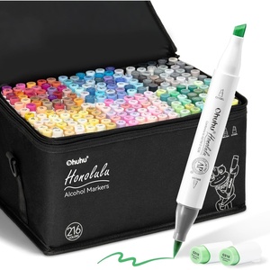 Ohuhu Brush Markers – 216-color Double Tipped Alcohol-based Art Marker Set for Artist Adults Coloring Illustration -Brush & Chisel Dual Tips – Honolulu Series of Ohuhu Markers – Refillable Ink(Brush & Chisel)