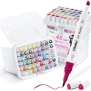 Ohuhu Brush Markers Alcohol Based: Double Tipped Art Sketch Drawing Marker for Artists Adults Beginners Coloring Landscape Architectural Design – Brush& Chisel – 48-color w/Marker Storage Case(Landscape & Illustration)