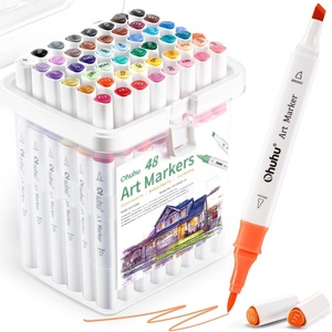 Ohuhu Brush Markers Alcohol Based: Double Tipped Art Sketch Drawing Marker for Artists Adults Beginners Coloring Landscape Architectural Design – Brush& Chisel – 48-color w/Marker Storage Case(Landscape Tones)