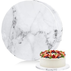 Ohuhu Cake Boards 1/2 Inch Extra Thick Greaseproof & Sturdy Cardboard | Marble Pattern, 10 Inch, 2 Pack, Round, Corrugated Cardboard, Wrapped Edges, for Multi-Layered Cakes, Weddings, Birthdays(Marble)