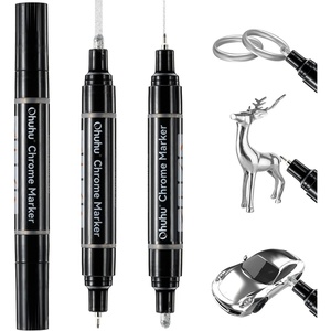Ohuhu Chrome Paint Pen 3 PCS: Silver Chrome Markers with Gloss Mirror Water-Proof Lightfast Permanent Paint Markers for Repairing Metal Glass Plastic Car Tire DIY Crafts(3)