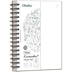 Ohuhu Double-Sided Bleedproof Marker Pad – 8.3″x8.3″ Square Paper Size – 160 LB/280 GSM Heavyweight Smooth Drawing Paper – 50 Sheets/100 Pages – Spiral-Bound Sketchbook for Alcohol Markers(5.5″ x 8.5″)