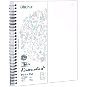 Ohuhu Double-Sided Bleedproof Marker Pad – 8.3″x8.3″ Square Paper Size – 160 LB/280 GSM Heavyweight Smooth Drawing Paper – 50 Sheets/100 Pages – Spiral-Bound Sketchbook for Alcohol Markers(11″ x 14″)
