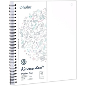 Ohuhu Double-Sided Marker Pad Art Sketchbook Bleedproof – 6.3″x6.3″ Small Square Paper Size – 90 LB/150 GSM Smooth Drawing Paper – 60 Sheets/120 Pages – Hardcover Sketching Book for Alcohol Markers(11″ x 14″)