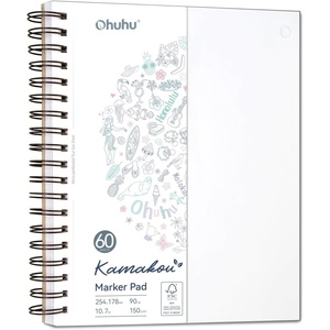 Ohuhu Double-Sided Marker Pad Art Sketchbook Bleedproof – 6.3″x6.3″ Small Square Paper Size – 90 LB/150 GSM Smooth Drawing Paper – 60 Sheets/120 Pages – Hardcover Sketching Book for Alcohol Markers(7″ x 10”)