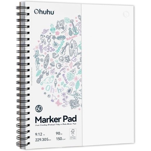Ohuhu Double-Sided Marker Pad Art Sketchbook Bleedproof – 6.3″x6.3″ Small Square Paper Size – 90 LB/150 GSM Smooth Drawing Paper – 60 Sheets/120 Pages – Hardcover Sketching Book for Alcohol Markers(9″ x 12”)