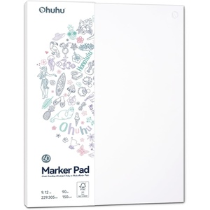 Ohuhu Double-Sided Marker Pad Art Sketchbook Bleedproof – 9″x12″ Large Paper Size – 90 LB/150 GSM Smooth Drawing Paper – 60 Sheets/120 Pages, Glue-Bound Sketching Book for Alcohol Markers