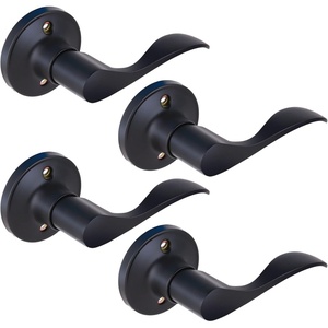 Ohuhu Dummy Door Handles, Black Door Handle Dummy Door Knob French Closet Door Handle Lever Single Side Non-Turning Wave Style Left/Right Hand Satin Zinc Matte Finish Laundry Room Hallway Pantry(4 Pack)